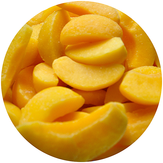 Frozen yellow peach halves & dices